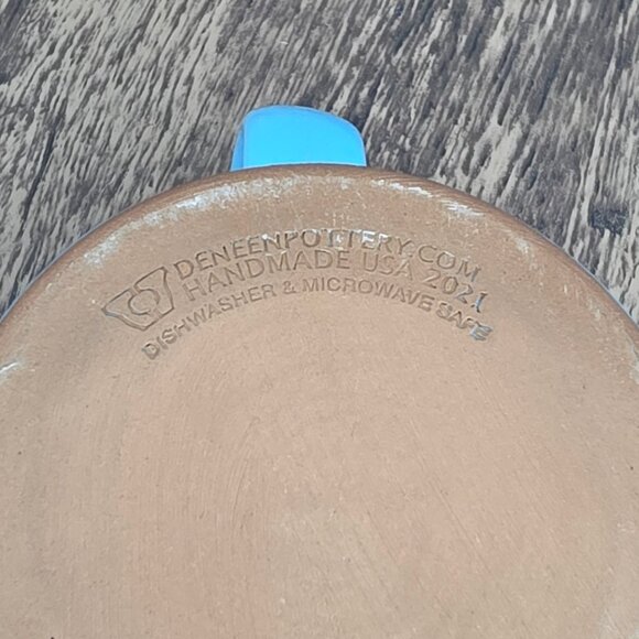 Bones Coffee Company Shark Bite Mug Blue Handmade USA Deneen Pottery 2021 Rare - Picture 2 of 11